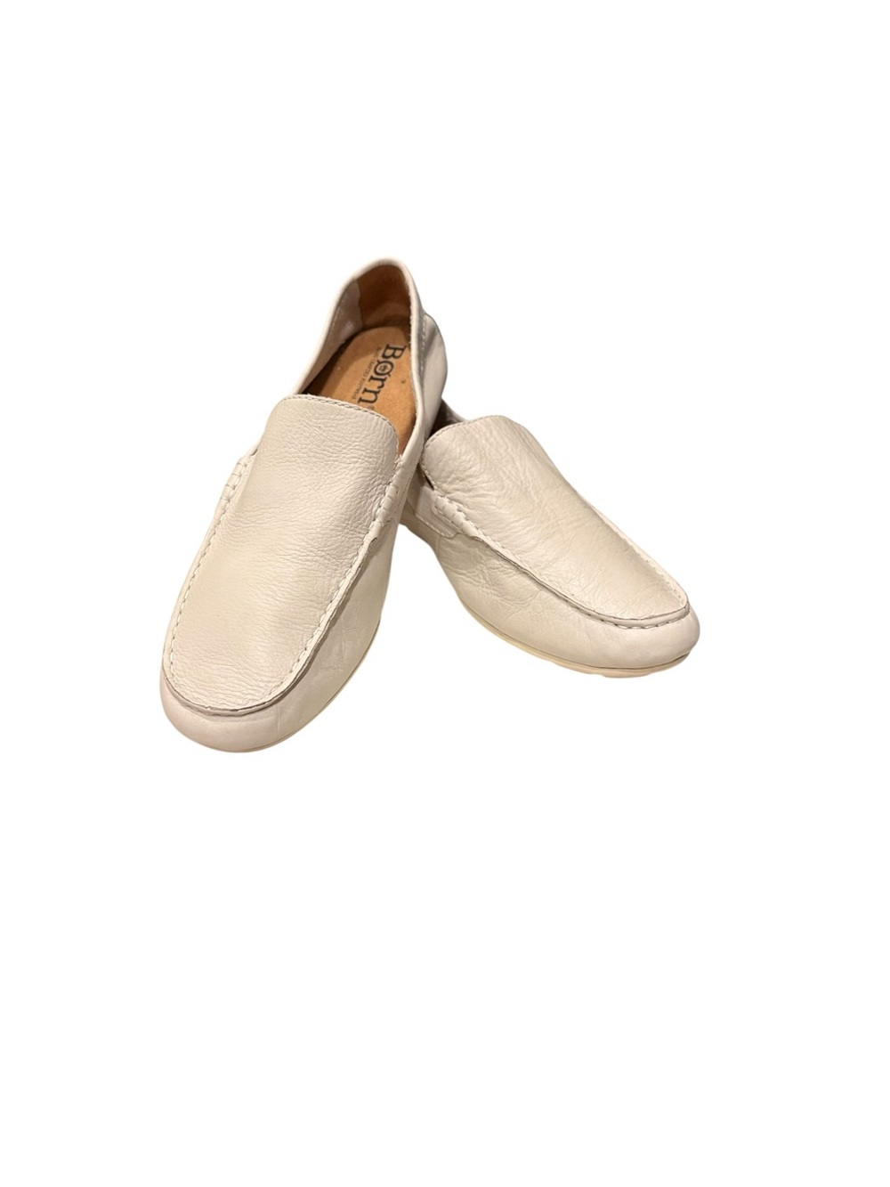 Born Men's Cream Leather Casual Summer Vacation Slip-On Comfy Loafers sz 10.5